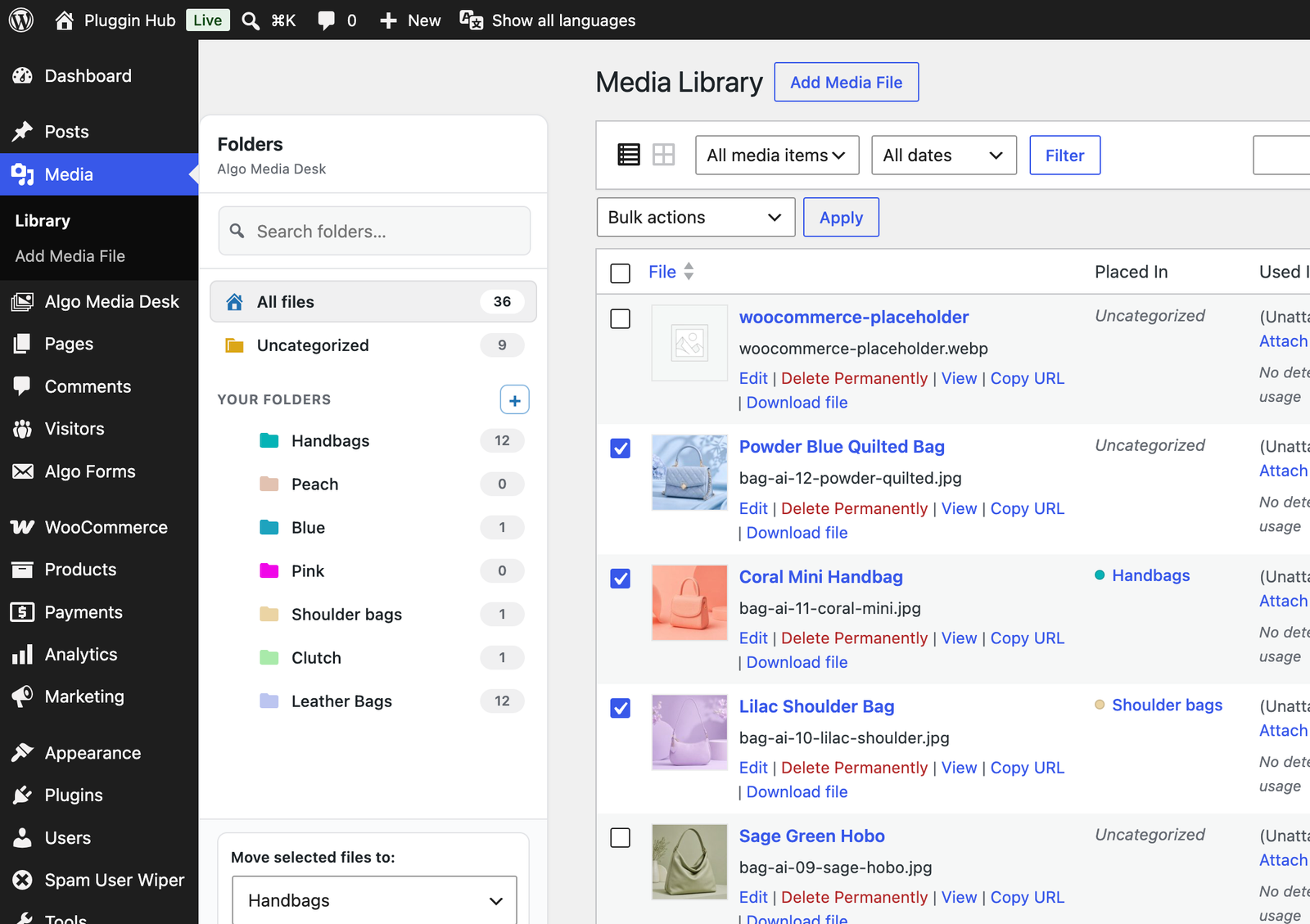 Select media files and move them into a destination folder