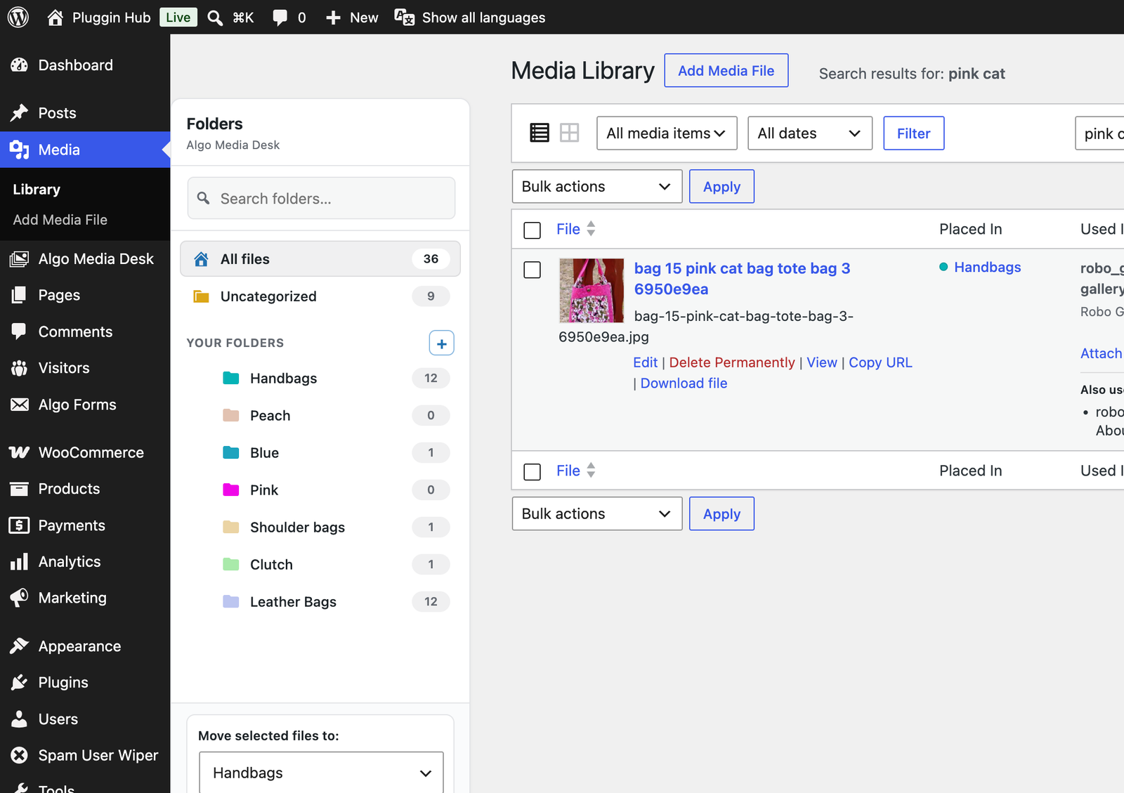 Media Library Uploaded to column showing gallery and slider plugin usage