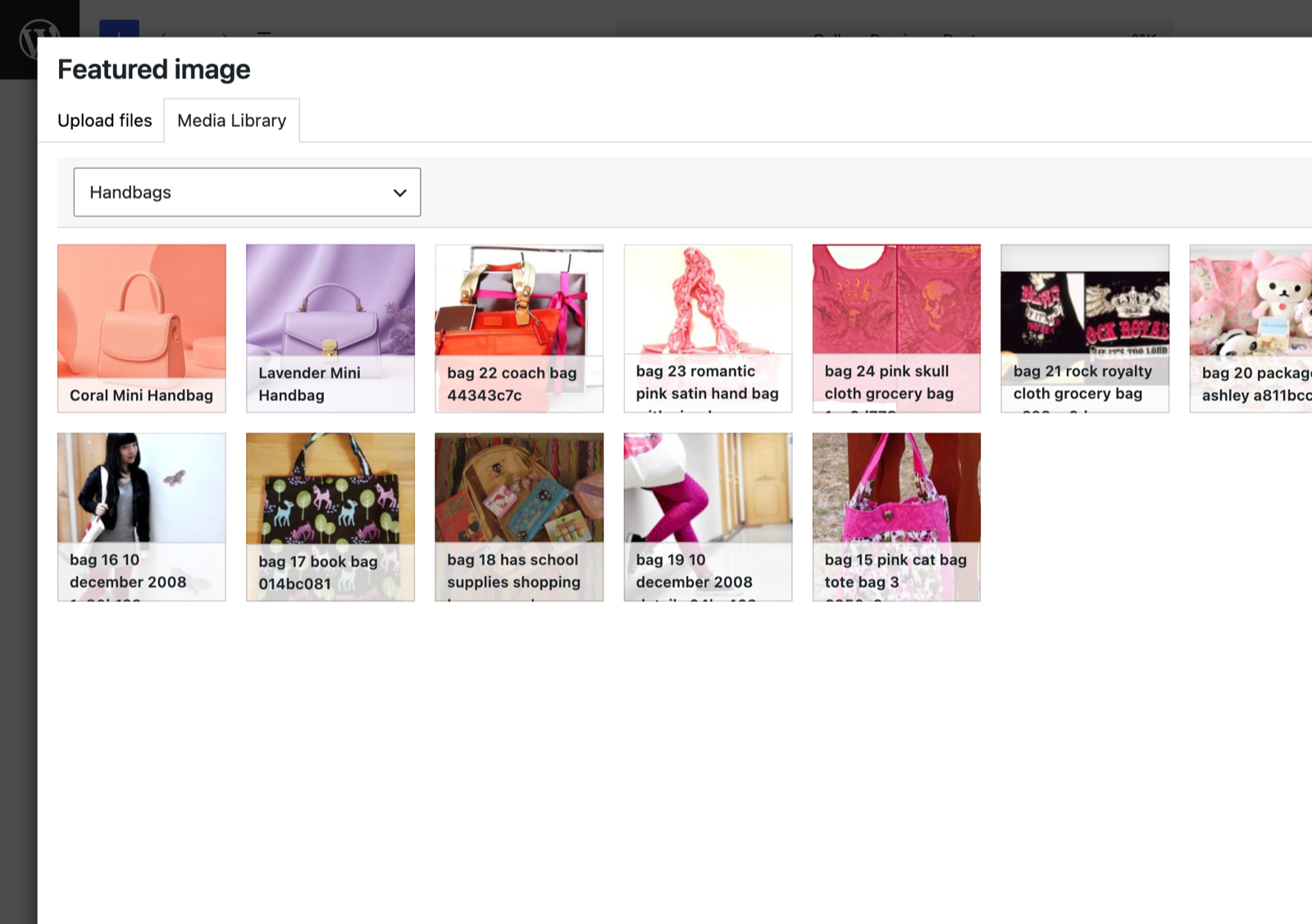 WordPress Insert Media modal with Algo Media Desk folder filter